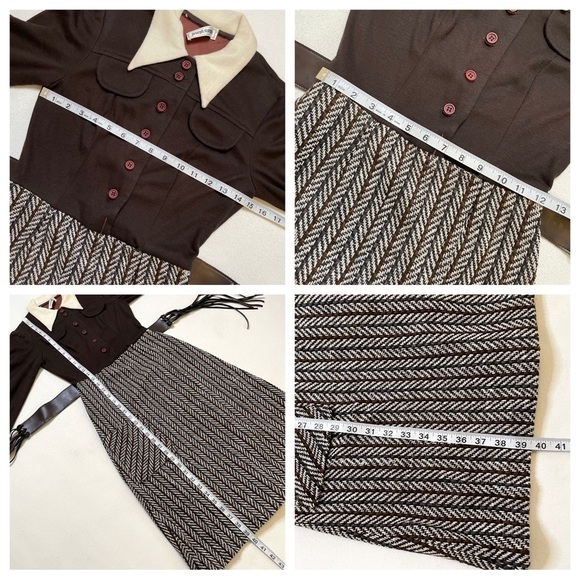 VTG Classic long sleeve brown button close long sleeve dress XS - Picture 12 of 16